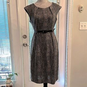 Connected Apparel Belted Dress - Size 8 - Invisible Zipper - Leopard Print